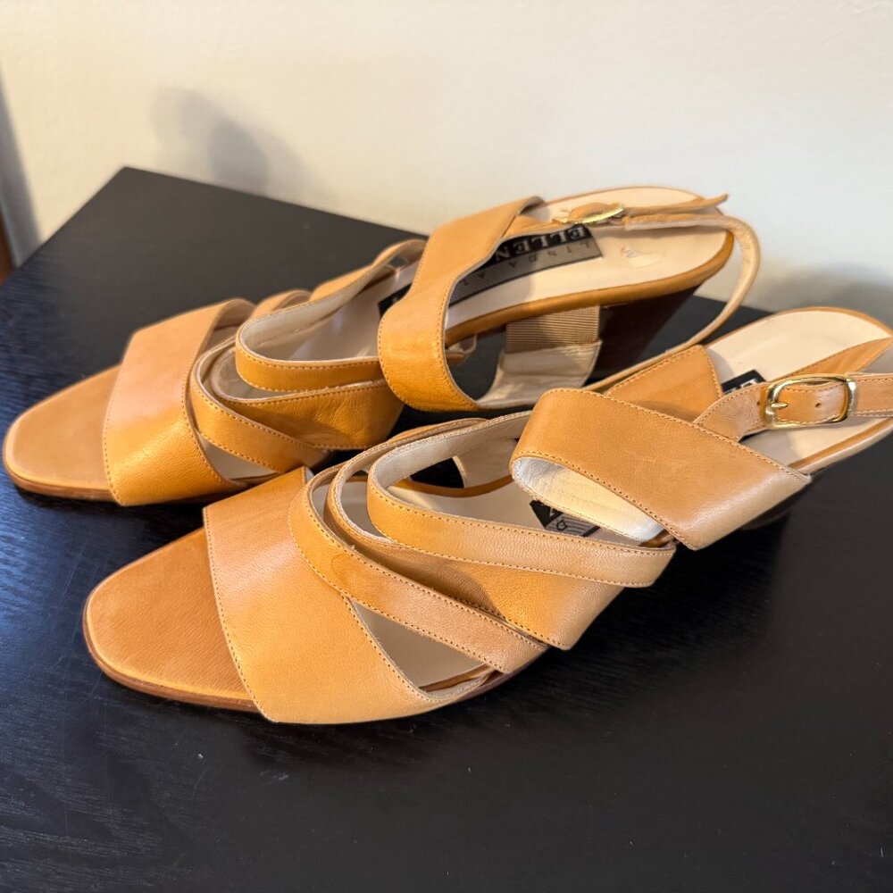 Brand New Linda Allard Ellen Tracy Leather Strappy Kitten Heels - Women's Size 8
